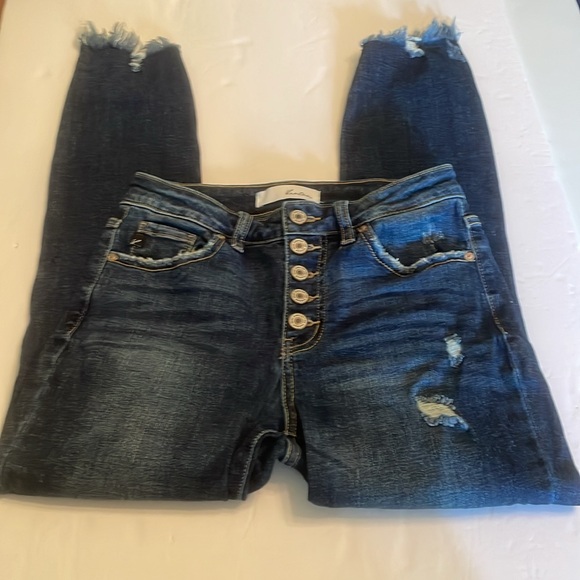 KanCan Jeans Distressed Button Fly Blue Jeans - Picture 11 of 15